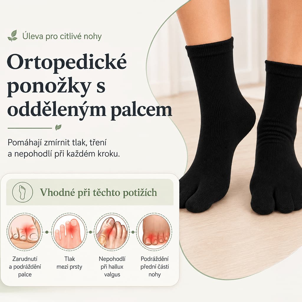 Antibakteriální ponožky na hallux se separovanými prsty